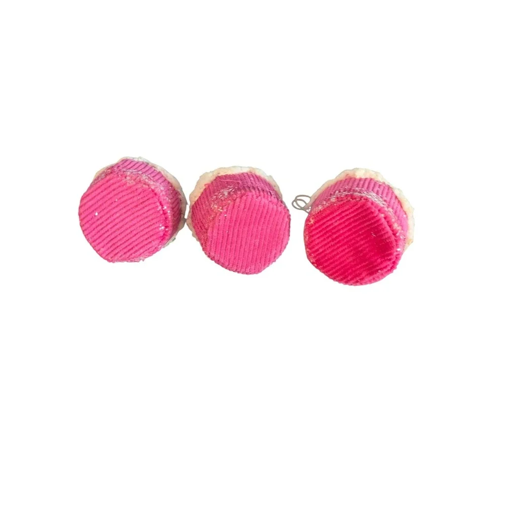 Set‎ of 8 Faux Cupcake Christmas Ornaments Pink Blue Yellow Dessert Decor